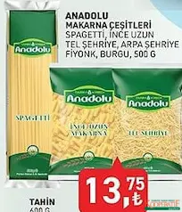 TARIM KREDİ ANADOLU MAKARNA ÇEŞİTLERİ 500 G indirimli fiyat TARIM KREDİ ANADOLU MAKARNA ÇEŞİTLERİ 500 G fiyat ve kampanya bilgisi